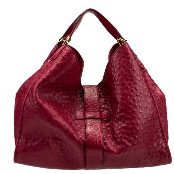 Rare Vintage Gucci Ostrich Leather Large Stirrup Hobo - Picture 10 of 10
